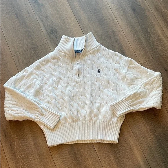 POLO Ralph Lauren Cable-Knit Cotton Quarter-Zip Sweater - Picture 2 of 8